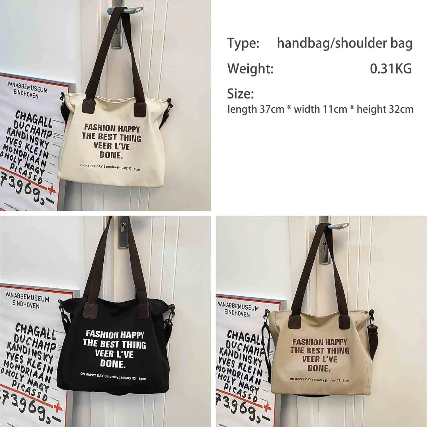 Women's canvas handbag Women's messenger bag Men's and women's fashionable retro messenger bag