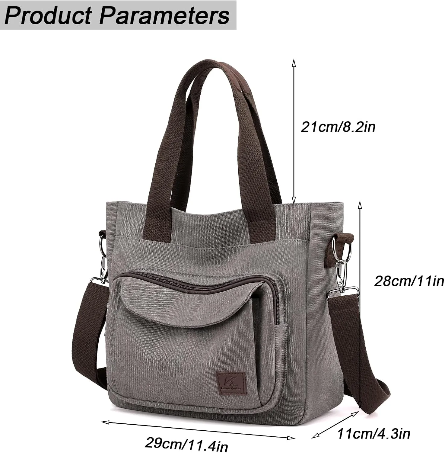 Women's Canvas Tote Purse Casual Shoulder Crossbody Bags Small Handbag, Multi-pocket Top Handle Work Bag