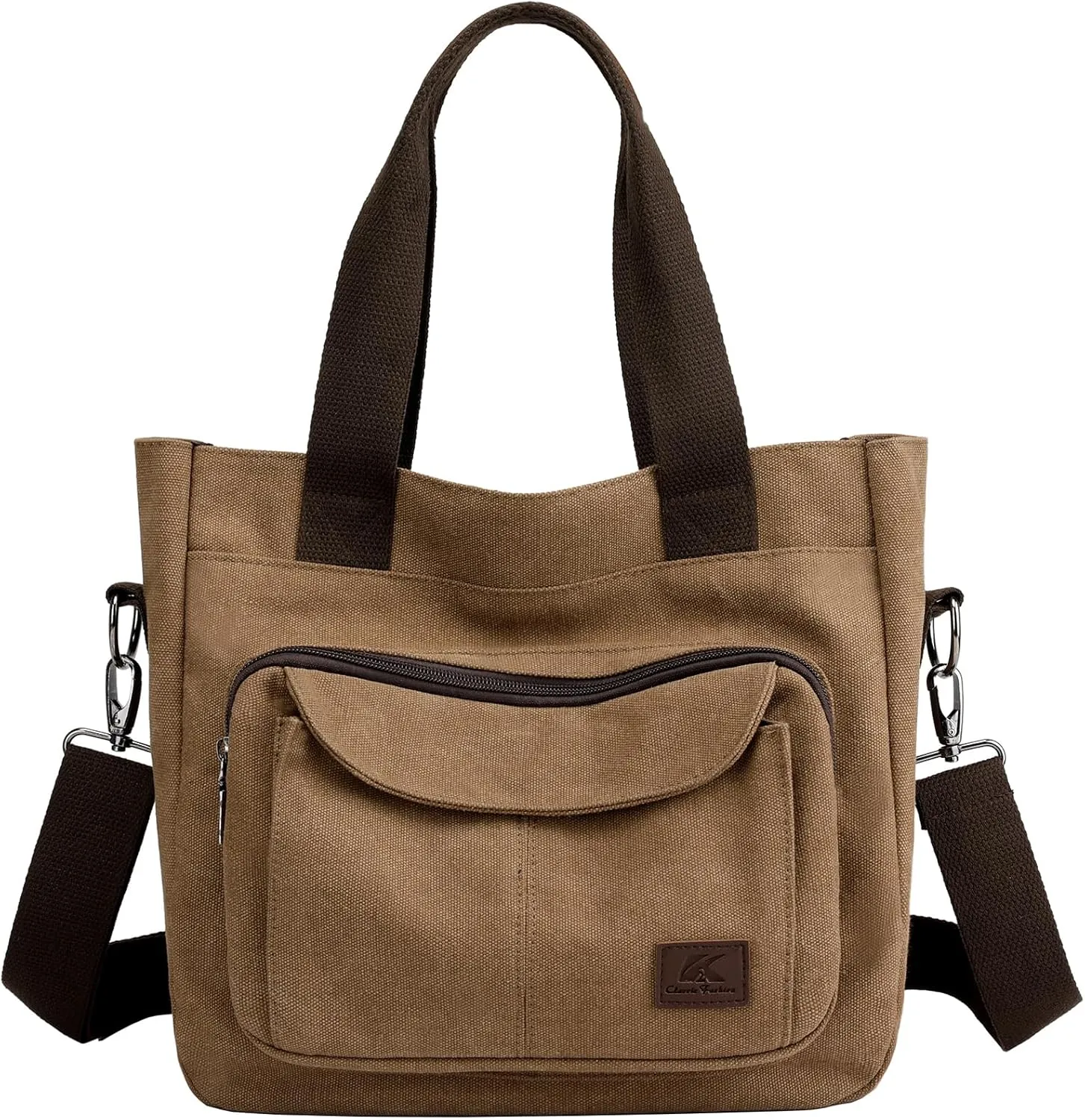 Women's Canvas Tote Purse Casual Shoulder Crossbody Bags Small Handbag, Multi-pocket Top Handle Work Bag