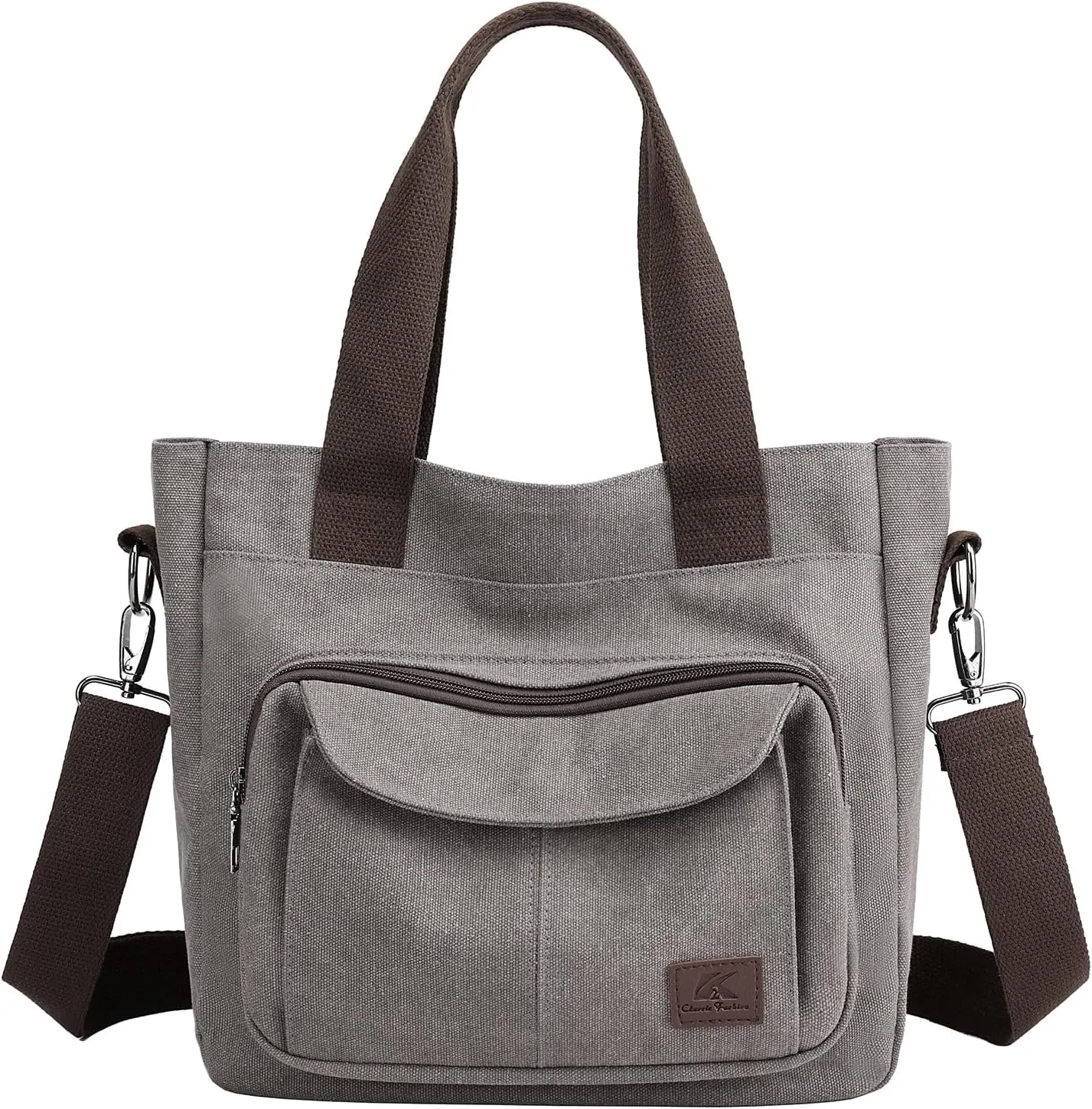 Women's Canvas Tote Purse Casual Shoulder Crossbody Bags Small Handbag, Multi-pocket Top Handle Work Bag