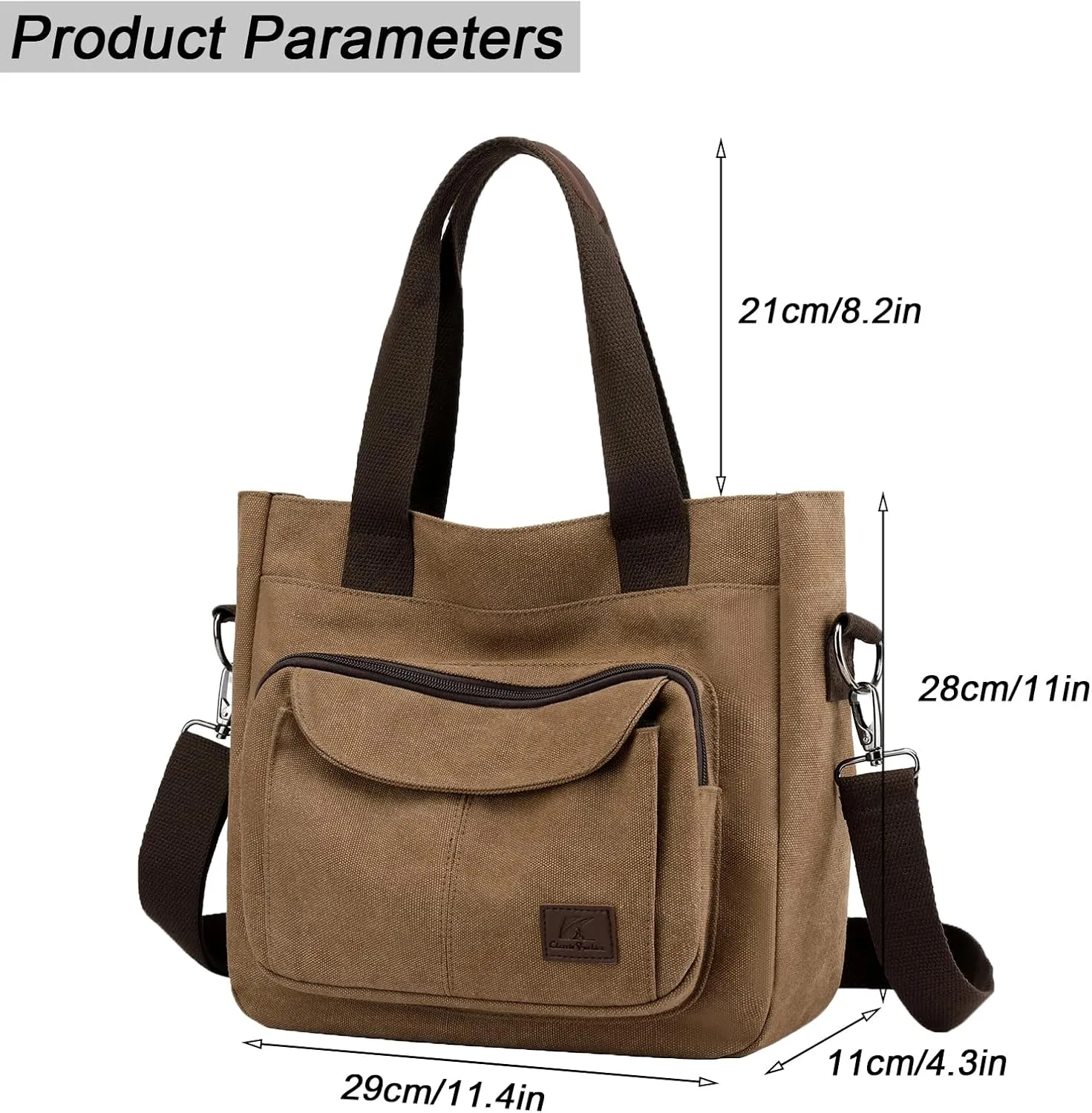 Women's Canvas Tote Purse Casual Shoulder Crossbody Bags Small Handbag, Multi-pocket Top Handle Work Bag