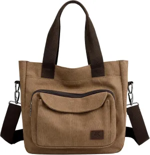 Women's Canvas Tote Purse Casual Shoulder Crossbody Bags Small Handbag, Multi-pocket Top Handle Work Bag