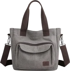 Women's Canvas Tote Purse Casual Shoulder Crossbody Bags Small Handbag, Multi-pocket Top Handle Work Bag