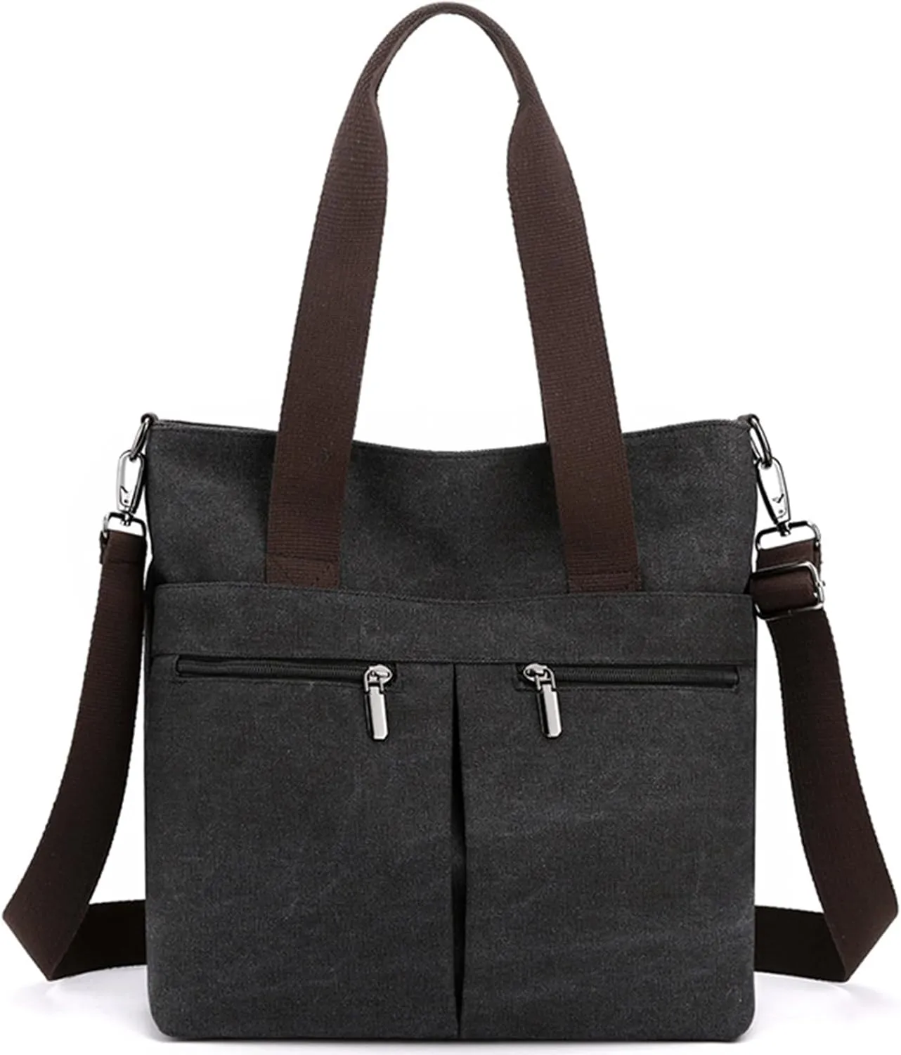 Women's Canvas Tote Purses Multi-pocket Handbags Large Work Travel Shoulder Crossbody Bag