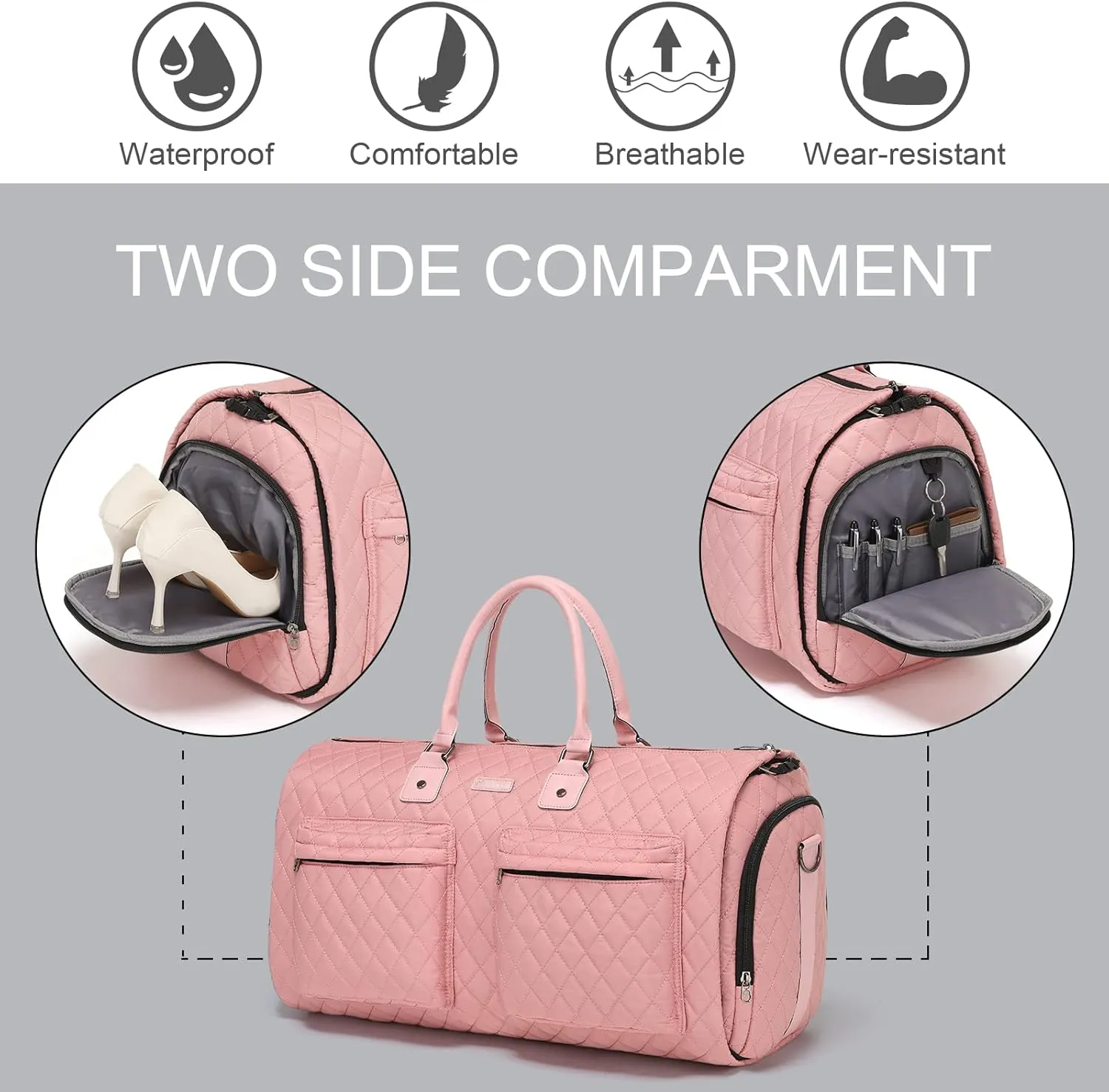 Womens Convertible Garment Bags for Travel, Modoker Waterproof Carry On Garment Bag Garment Duffel Bag