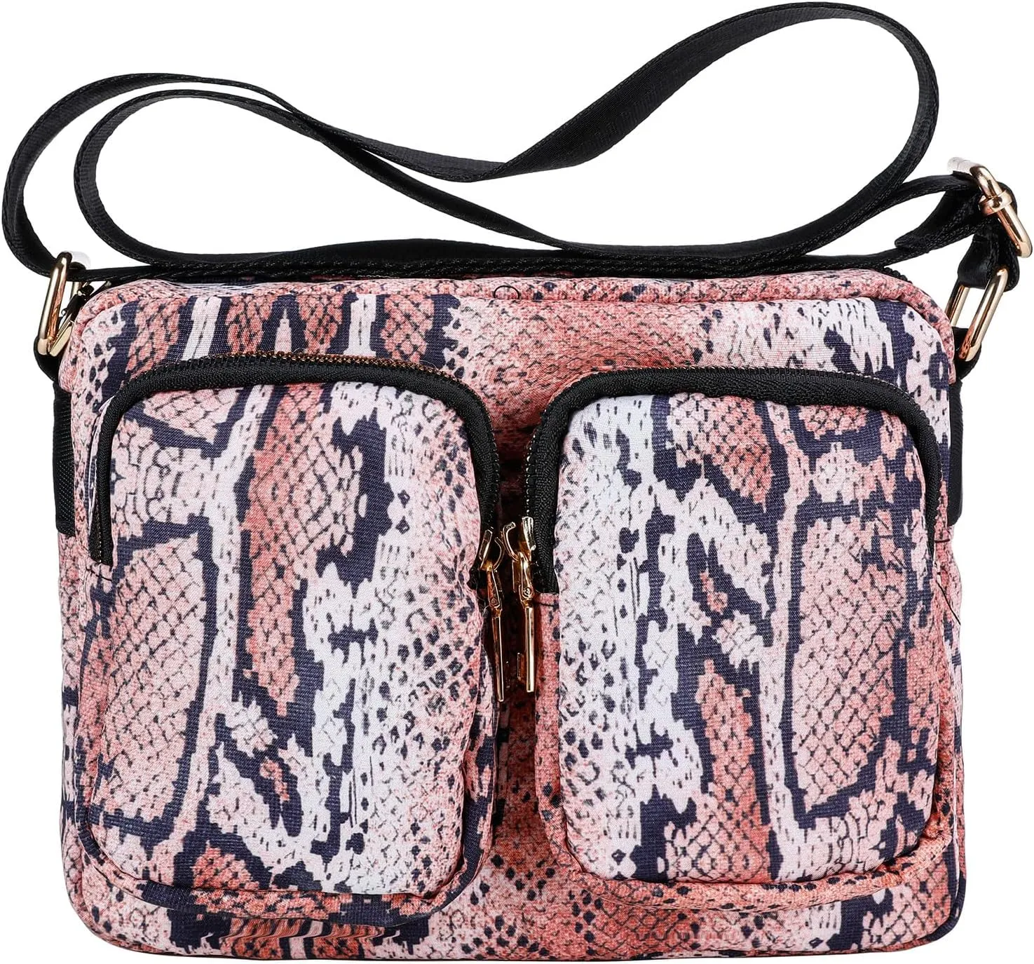 Women's Crossbody Bags - Multi Pocket Shoulder Bag Lightweight Purse Stylish Printed Crossbody Bag