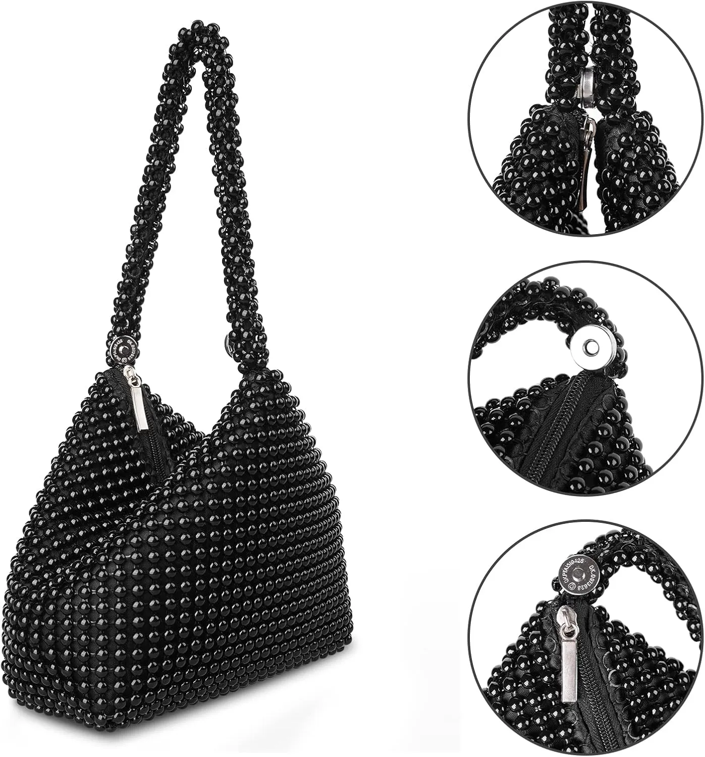 Women's Evening Bag- Upgraded Larger Size Full Rhinestones Bling Wrist Clutch Purse for Party Wedding Date Night