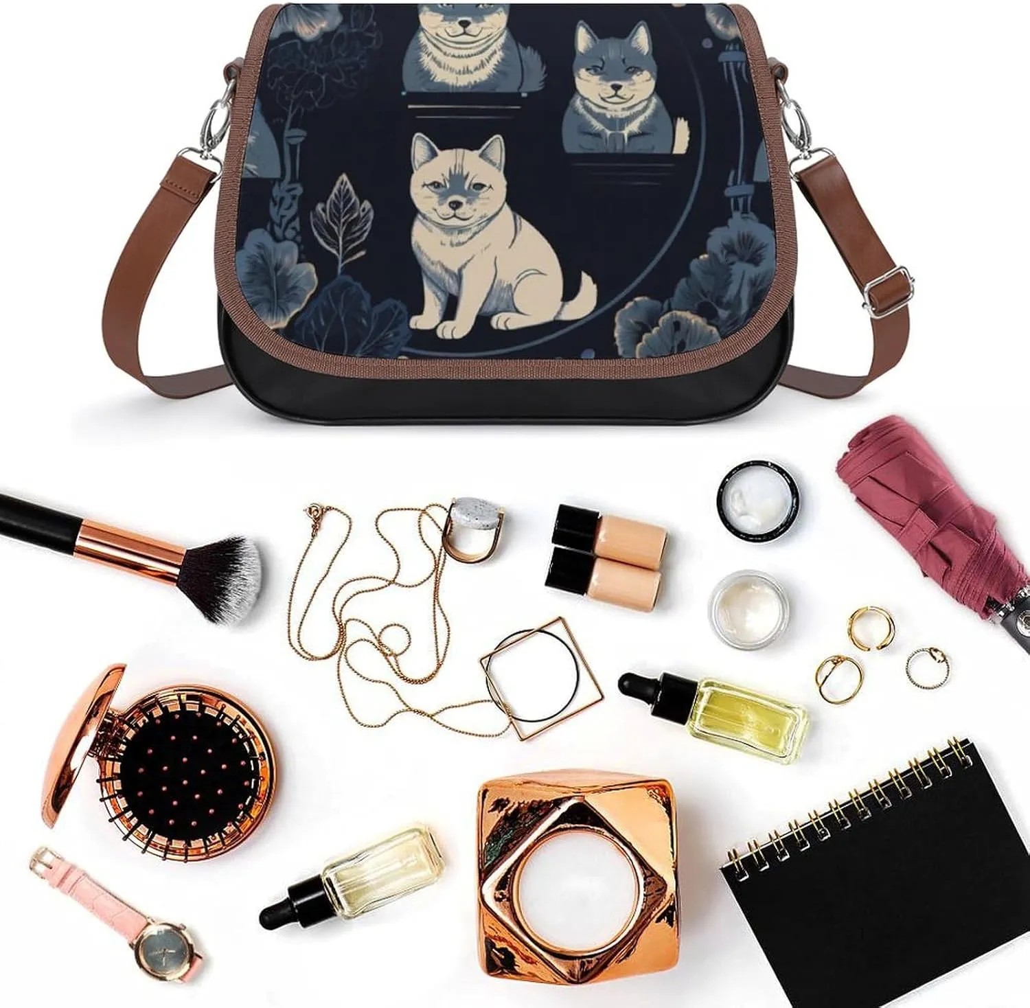 Women's Handbags Animal Print Spacious Multi-Pocket Shoulder Bags Outdoor Hook-and-Loop Crossbody Bags