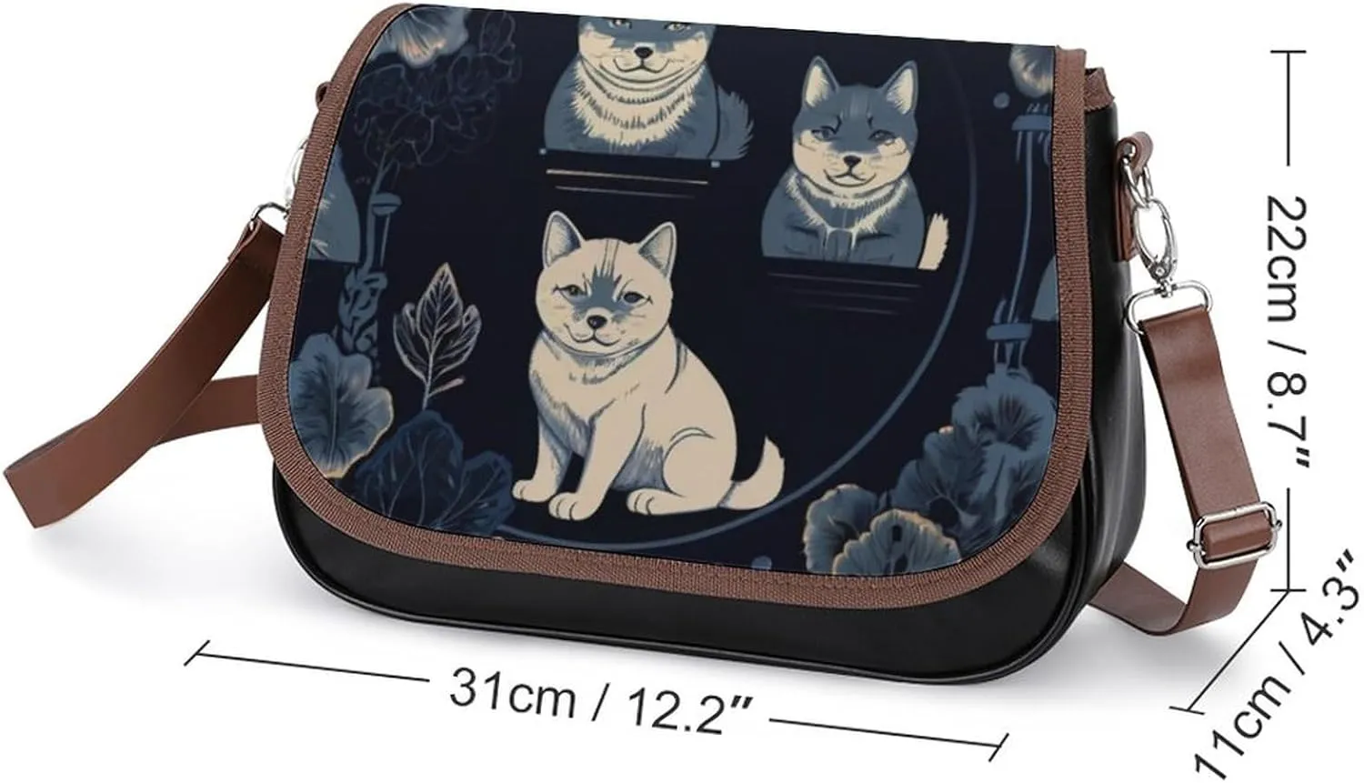 Women's Handbags Animal Print Spacious Multi-Pocket Shoulder Bags Outdoor Hook-and-Loop Crossbody Bags