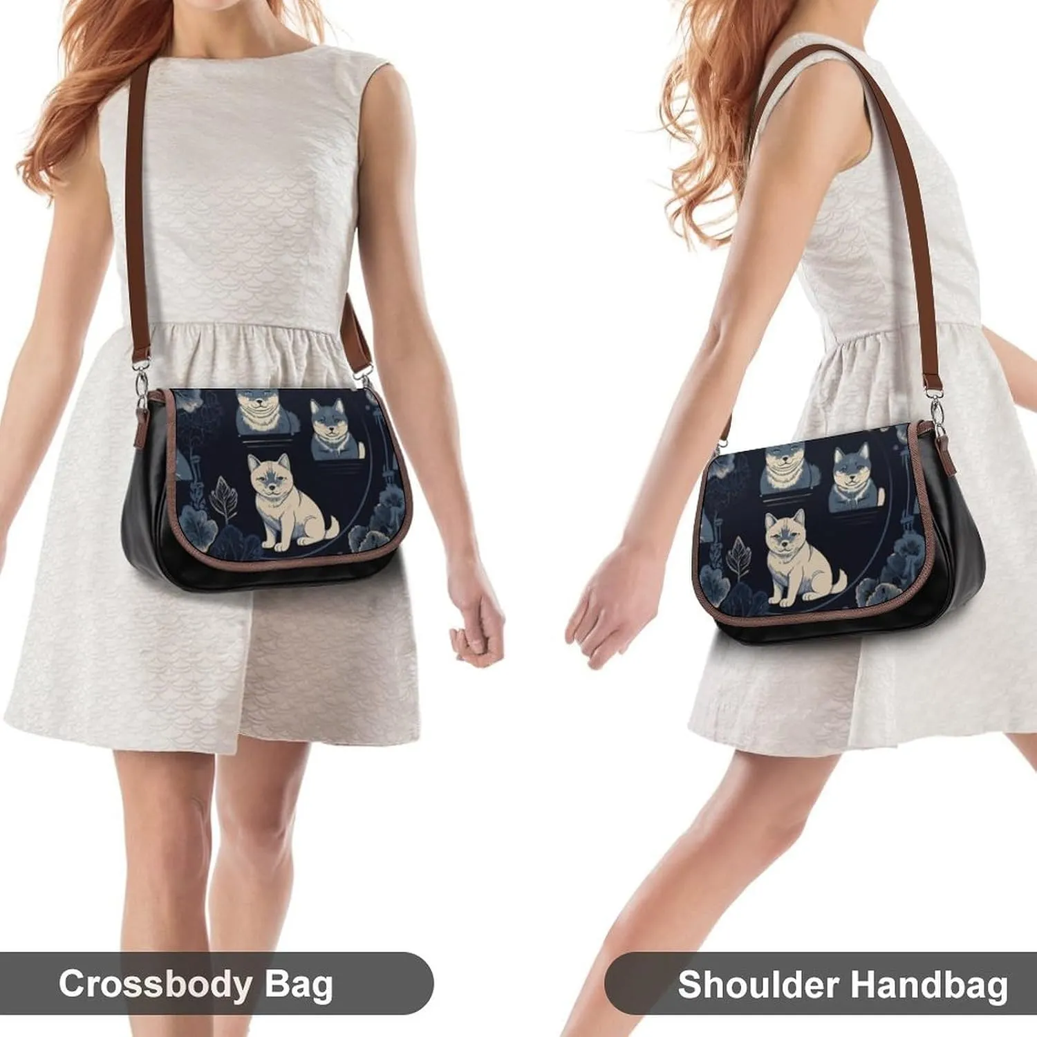Women's Handbags Animal Print Spacious Multi-Pocket Shoulder Bags Outdoor Hook-and-Loop Crossbody Bags