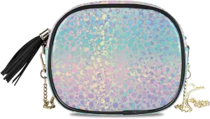 Women's Holographic Rainbow Swirl Crossbody Bag Fashion Purses Bag Cross Body Bag Shoulder Handbag with Adjustable Chain Strap