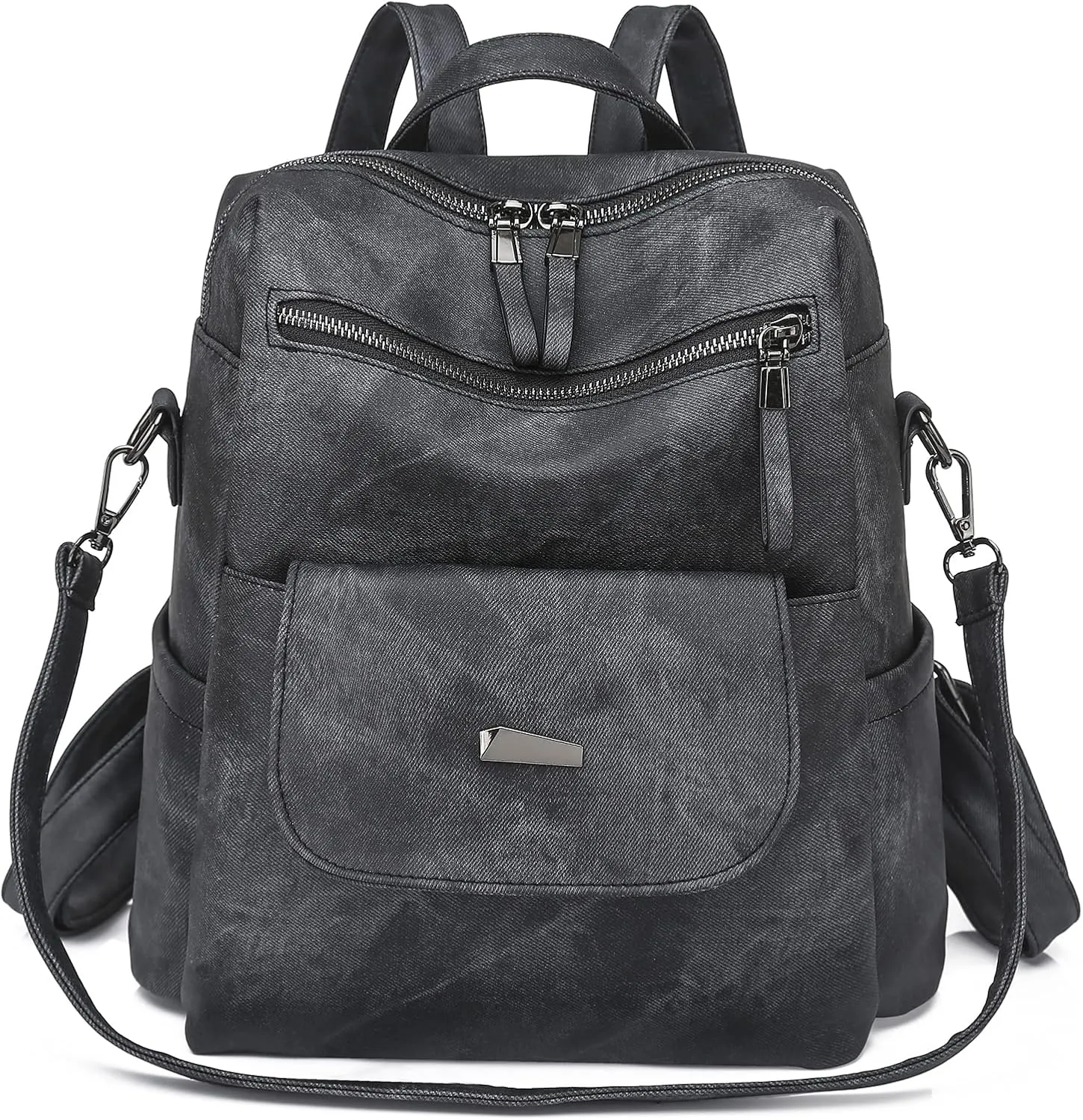 Women's Leather Fashion Backpack Purse Anti-theft Ladies Casual Handbag Convertible Multipurpose Travel Bag Black