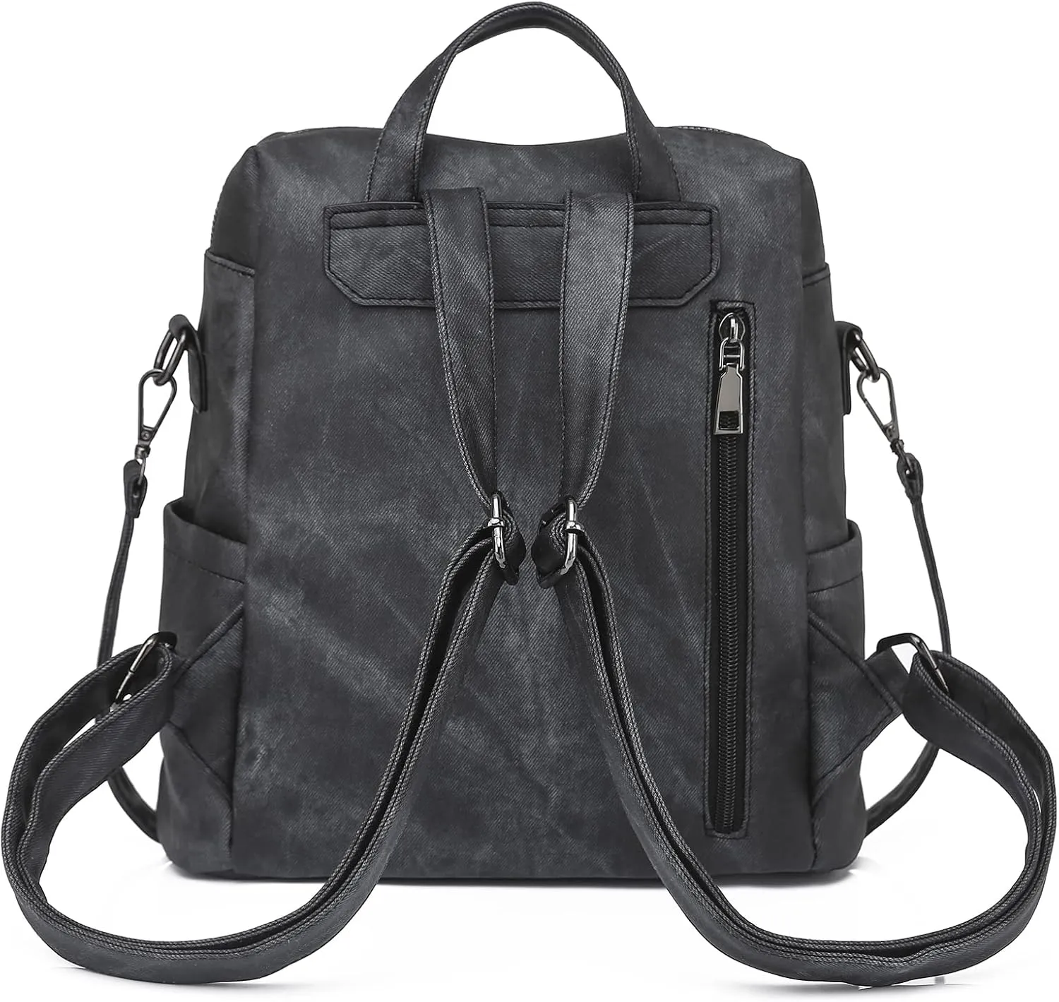 Women's Leather Fashion Backpack Purse Anti-theft Ladies Casual Handbag Convertible Multipurpose Travel Bag Black