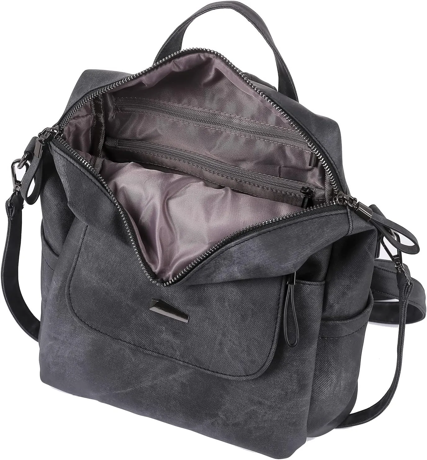 Women's Leather Fashion Backpack Purse Anti-theft Ladies Casual Handbag Convertible Multipurpose Travel Bag Black