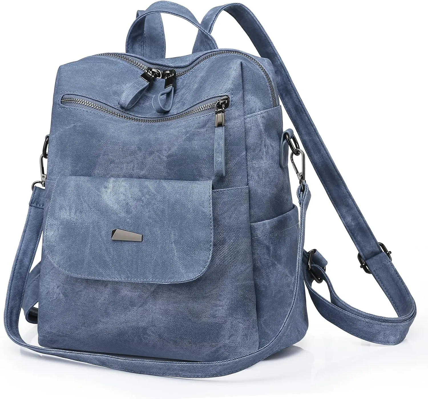 Women's Leather Fashion Backpack Purse Anti-theft Ladies Casual Handbag Convertible Multipurpose Travel Bag Blue