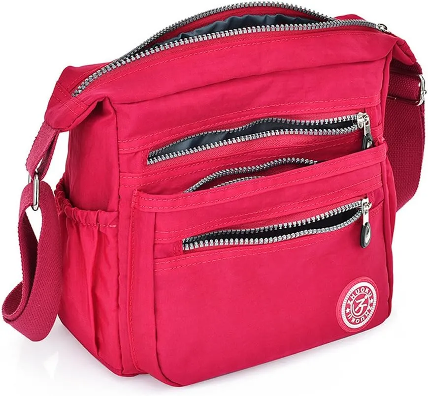 Womens Nylon Crossbody Bag Waterproof Multi-Pocket Travel Shoulder Bag