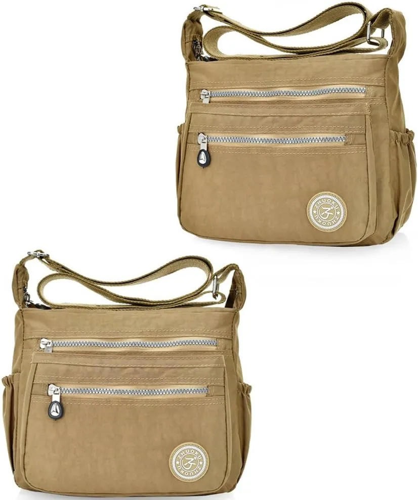 Womens Nylon Crossbody Bag Waterproof Multi-Pocket Travel Shoulder Bag