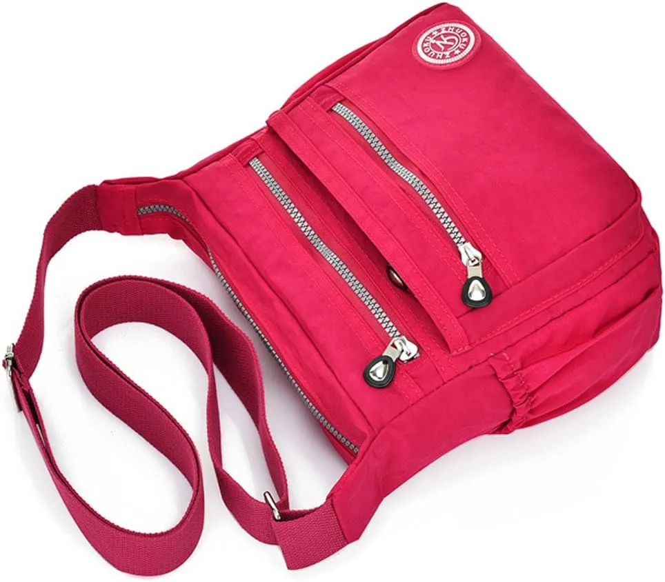 Womens Nylon Crossbody Bag Waterproof Multi-Pocket Travel Shoulder Bag