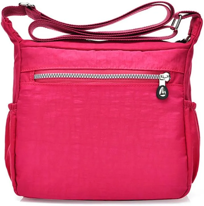 Womens Nylon Crossbody Bag Waterproof Multi-Pocket Travel Shoulder Bag