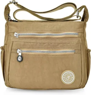 Womens Nylon Crossbody Bag Waterproof Multi-Pocket Travel Shoulder Bag