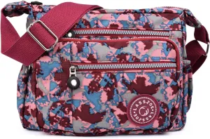 Women's Nylon Crossbody Bag Waterproof Shoulder Purse Multi Pocket Tote Handbag Travel Satchel Messenger Bag