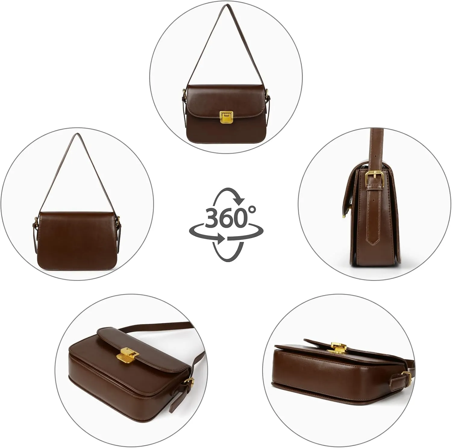 Women's Shoulder Bag Messenger Handbag Preppy Style Female Crossbody Bag Retro Purse Designer Briefcase(coffee)