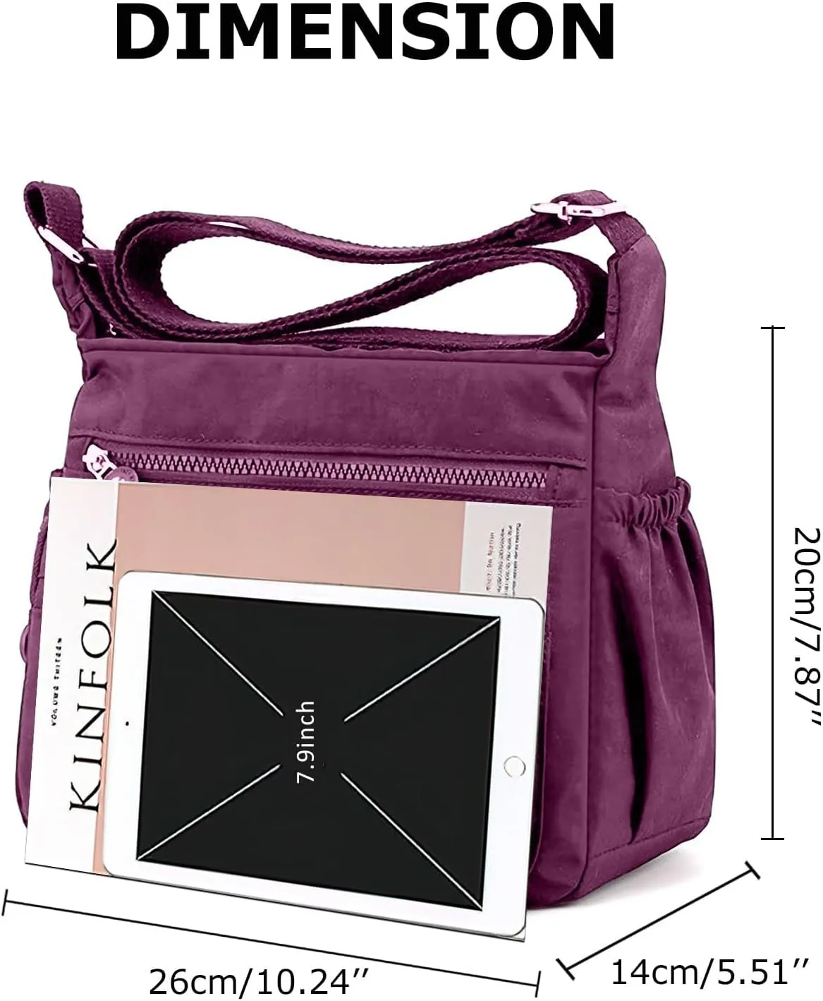 Women's Shoulder Bags Multi-Pocket Casual Crossbody Bag Handbags Waterproof Nylon Messenger Travel Bags Ladies Tote