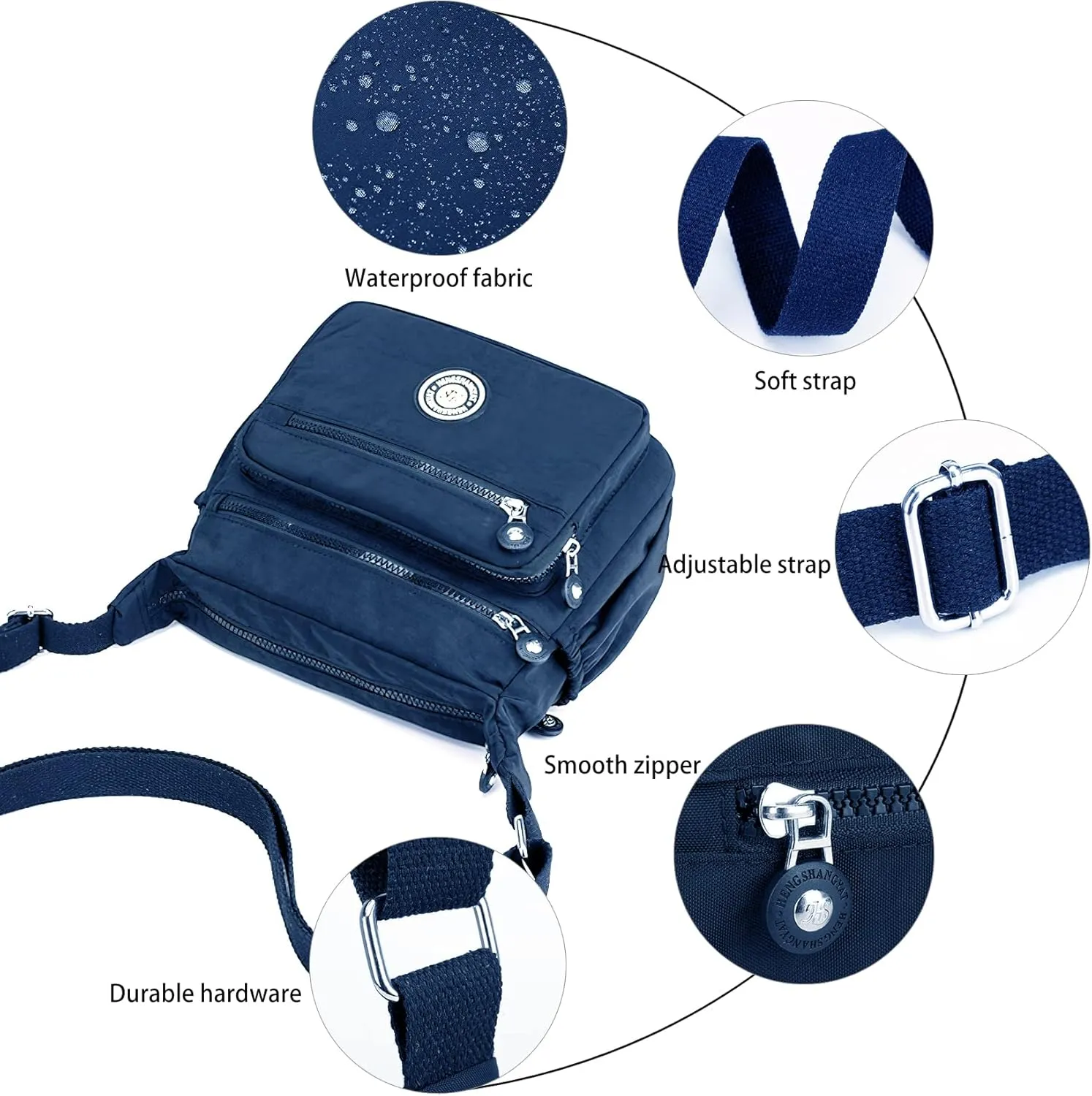 Women's Shoulder Bags Multi-Pocket Casual Crossbody Bag Handbags Waterproof Nylon Messenger Travel Bags Ladies Tote