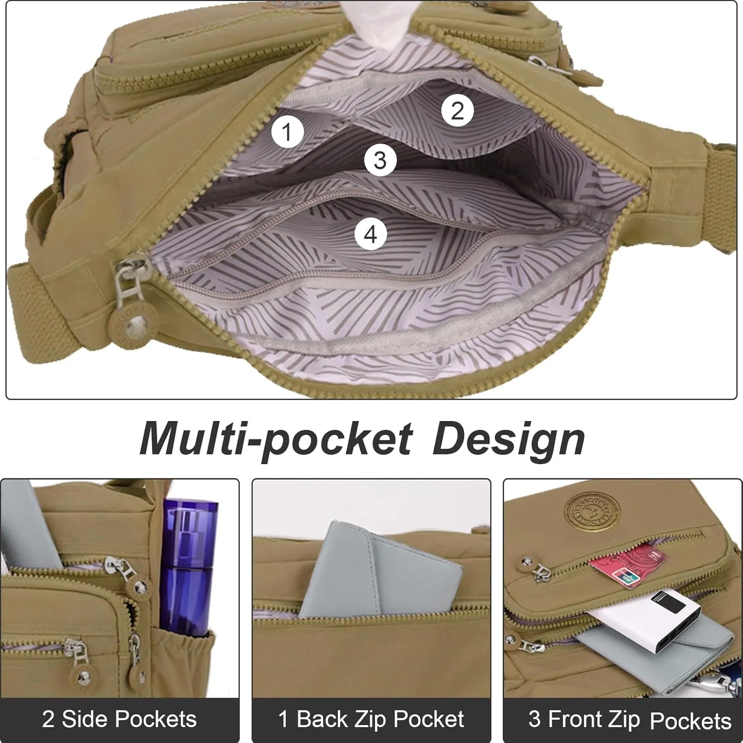 Women's Shoulder Bags Multi-Pocket Casual Crossbody Bag Handbags Waterproof Nylon Messenger Travel Bags Ladies Tote
