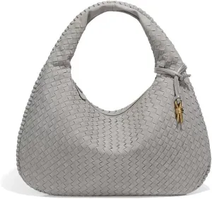 Women's Woven Bag - Vegan Leather Suede Purses Clutch Purses for Women Hobo Bag Top Handle Handbags for Work/Shopping/Travel
