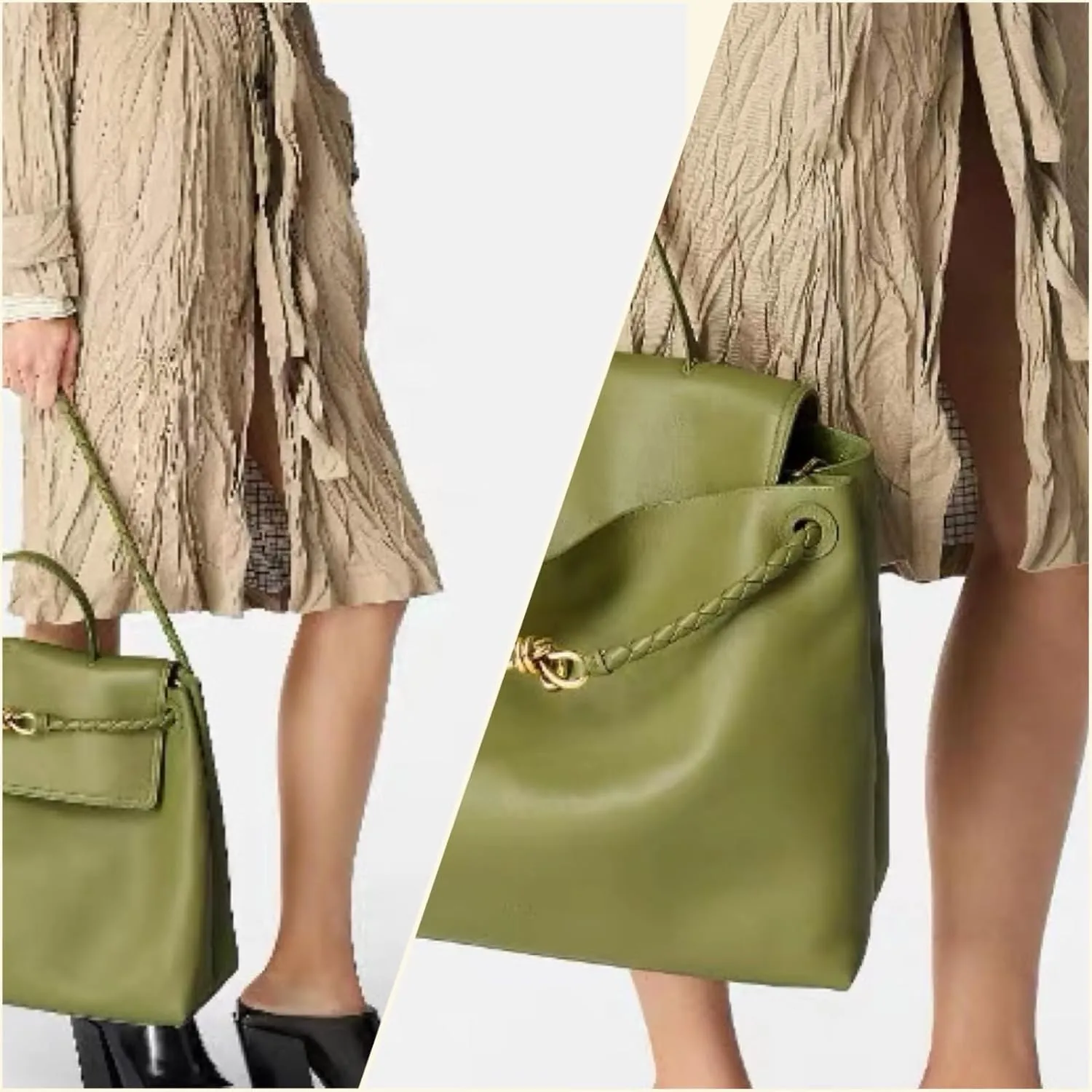 Women's Woven Bags, Crossbody Bags Fashion Women's Leather Tote Bag - Medium Crossbody with Bow, Trendy Handbags