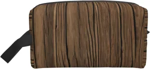 Wood Grain Print Portable Makeup Pouch Travel Toiletry Bag Storage Bags with Handles Large Capacity