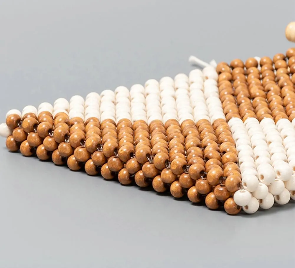 Wooden Bead Purses for Women Beaded Small Purse Straw Tote Bag Chic Hollow-out Handbag for Beach Summer Travel 2025