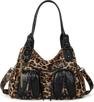 Worldlyda Women Canvas Hobo Purse Multi Pocket Tote Shopper Shoulder Bag Casual Top Handle handbag with Embroidery Ethnic