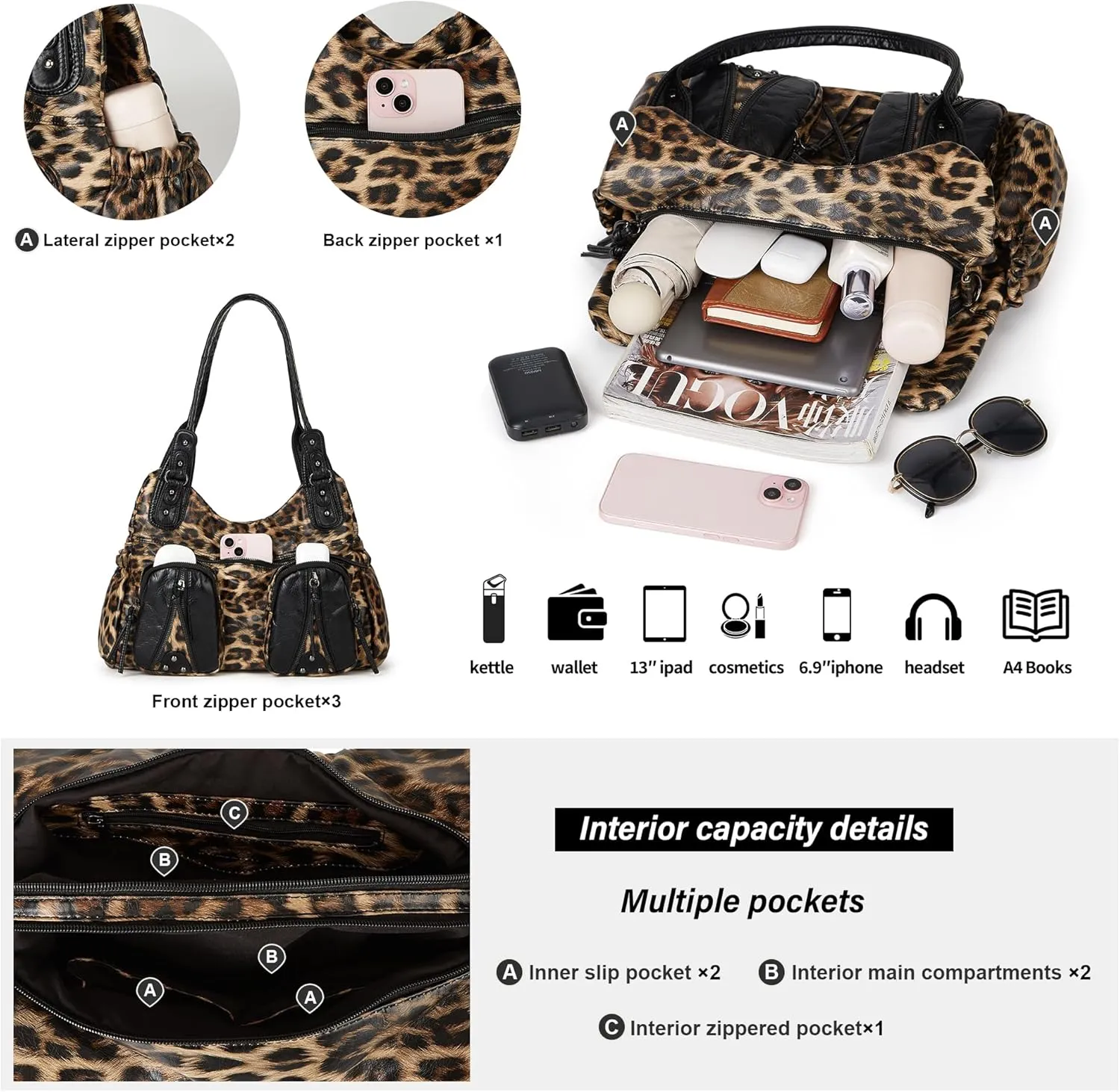 Worldlyda Women Canvas Hobo Purse Multi Pocket Tote Shopper Shoulder Bag Casual Top Handle handbag with Embroidery Ethnic