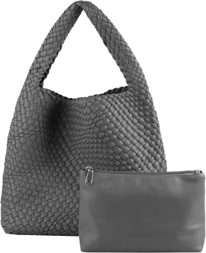 Woven Bag for Women, Vegan Leather Hobo Tote Bags, Top-handle Handmade Purse