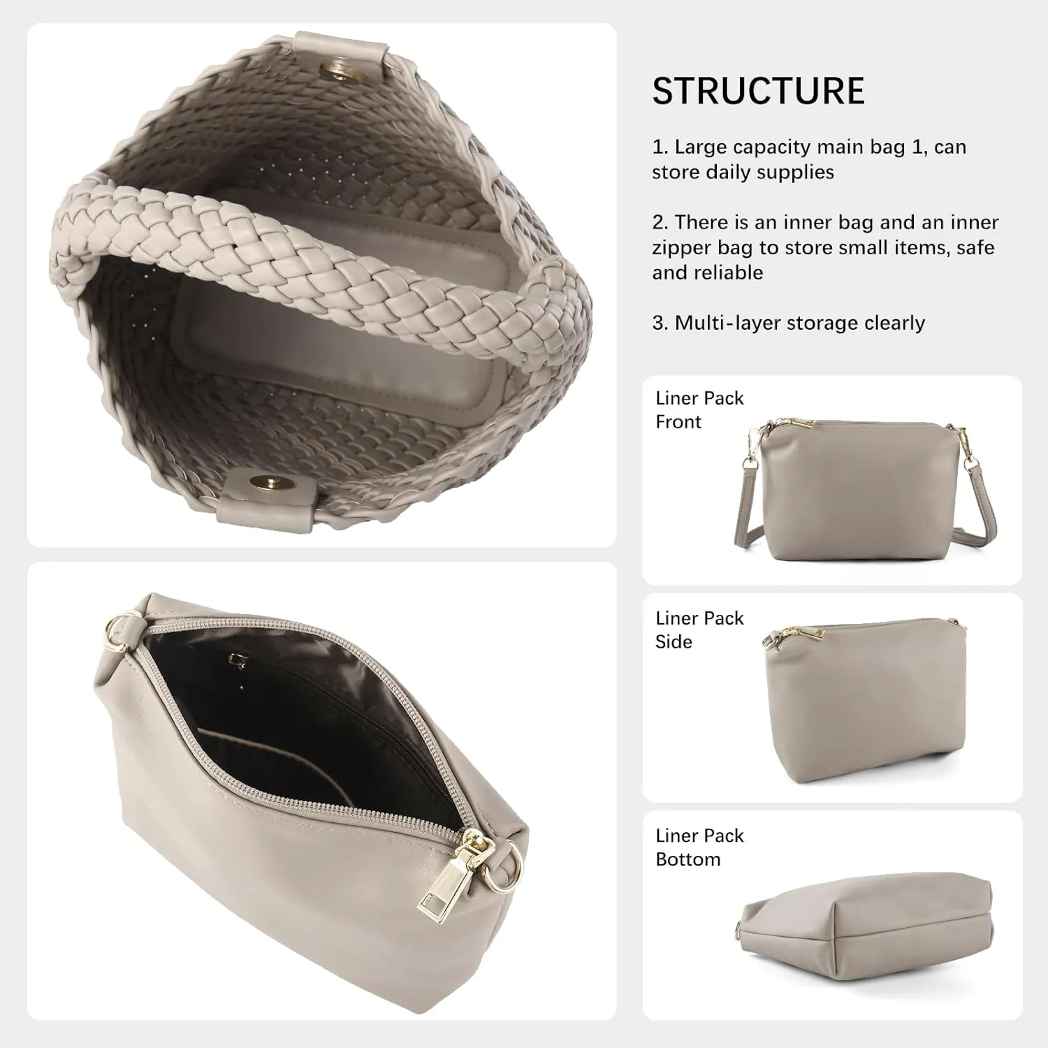 Woven Bag for Women Vegan Leather Tote Bag Travel Handbag and Purse Retro Handmade Trending Hobo Bag