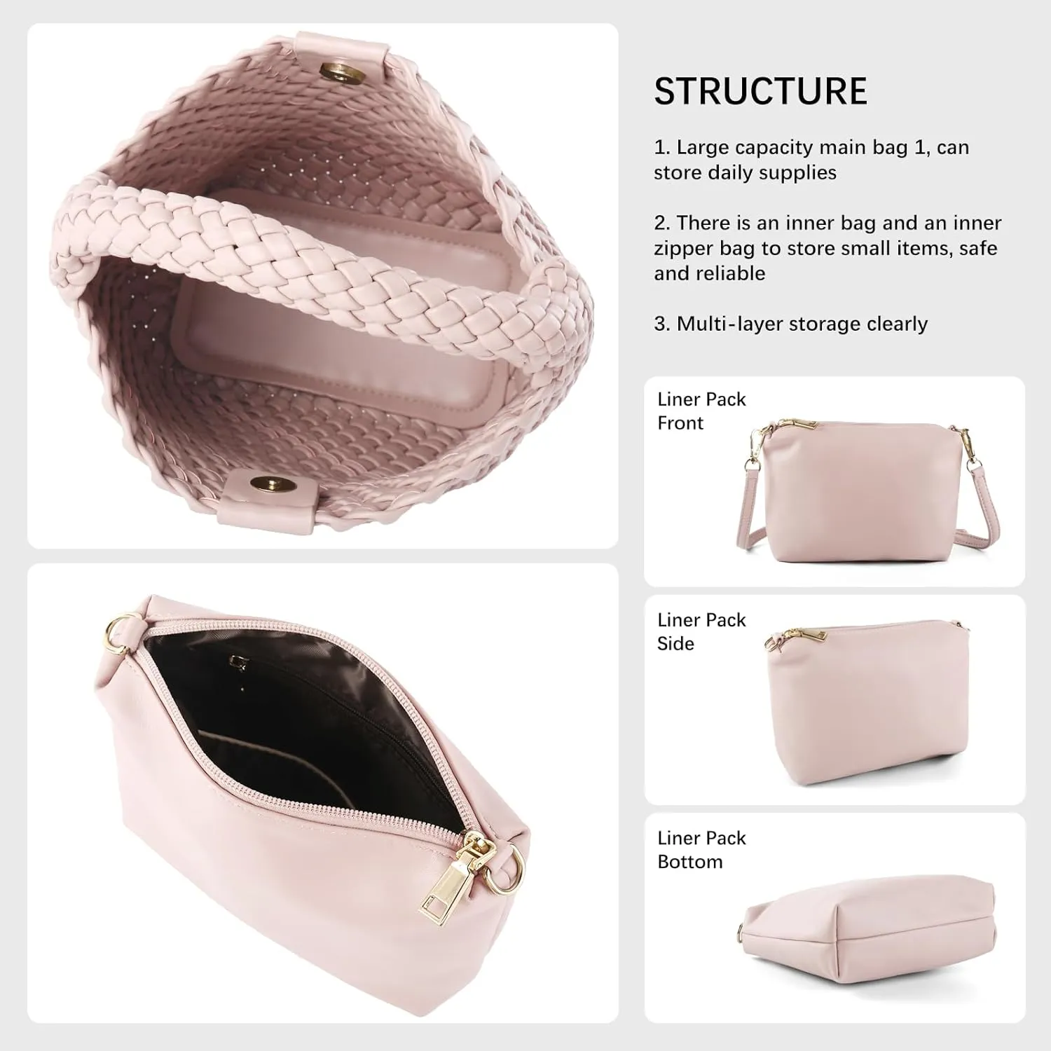 Woven Bag for Women Vegan Leather Tote Bag Travel Handbag and Purse Retro Handmade Trending Hobo Bag