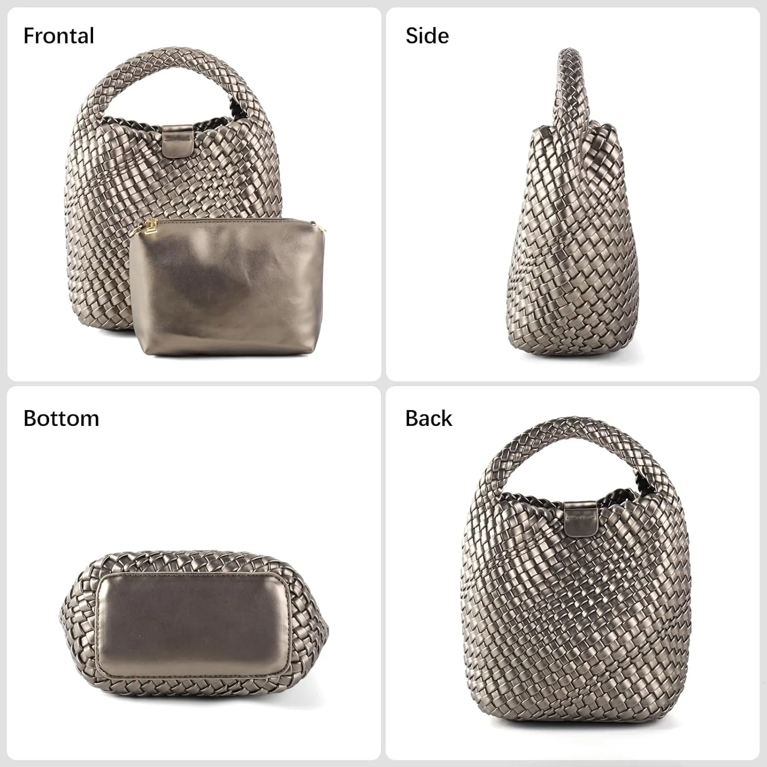 Woven Bag for Women Vegan Leather Tote Bag Travel Handbag and Purse Retro Handmade Trending Hobo Bag