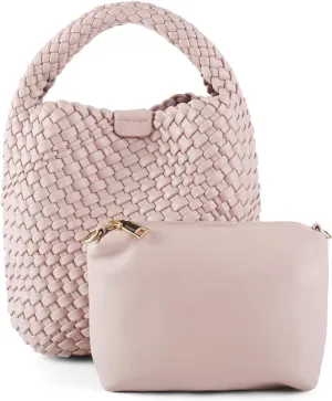 Woven Bag for Women Vegan Leather Tote Bag Travel Handbag and Purse Retro Handmade Trending Hobo Bag