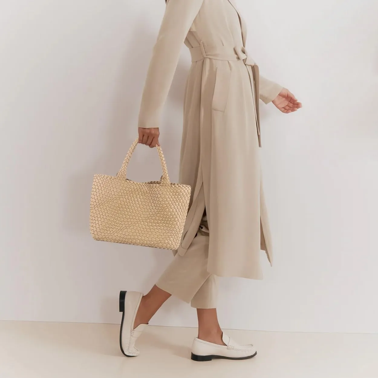 Woven Bag for Women，Vegan Leather Handwoven Tote Bags with Purse Shopper Bag Large Shoulder bag