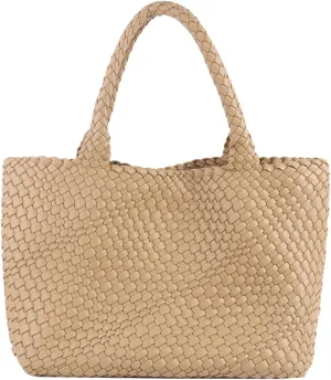Woven Bag for Women，Vegan Leather Handwoven Tote Bags with Purse Shopper Bag Large Shoulder bag