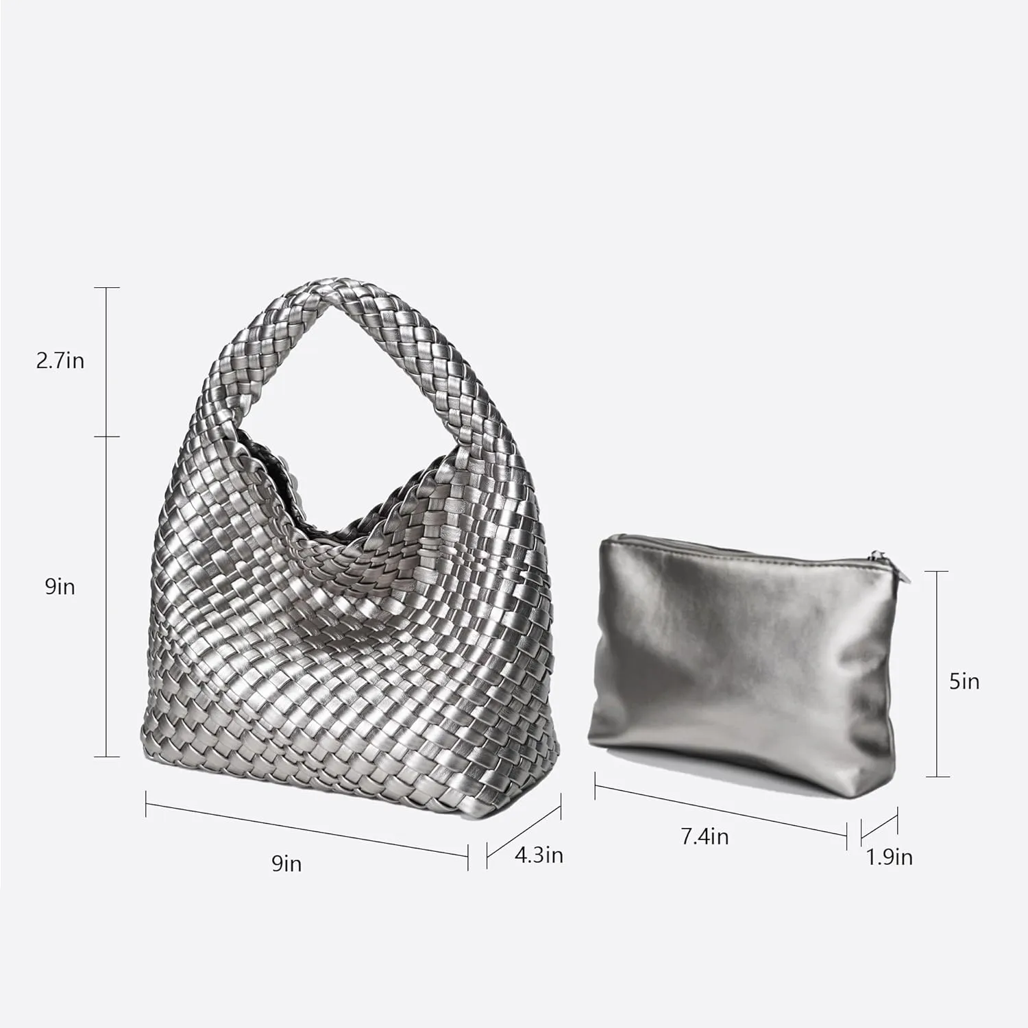 Woven Bag Purses and Handbags for Women, PU Leather Shoulder Bags Top-Handle Bags With Purses