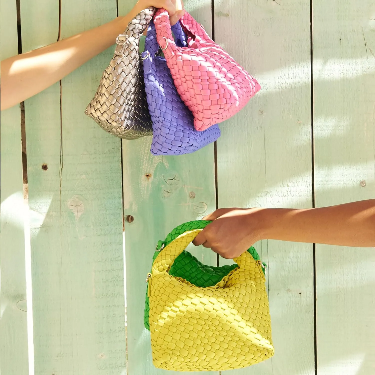 Woven Bag Purses and Handbags for Women, PU Leather Shoulder Bags Top-Handle Bags With Purses