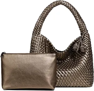 Woven Bag Purses for Women Vegan Leather Tote Bag Braided Shoulder Bag Hobo Underarm Bags