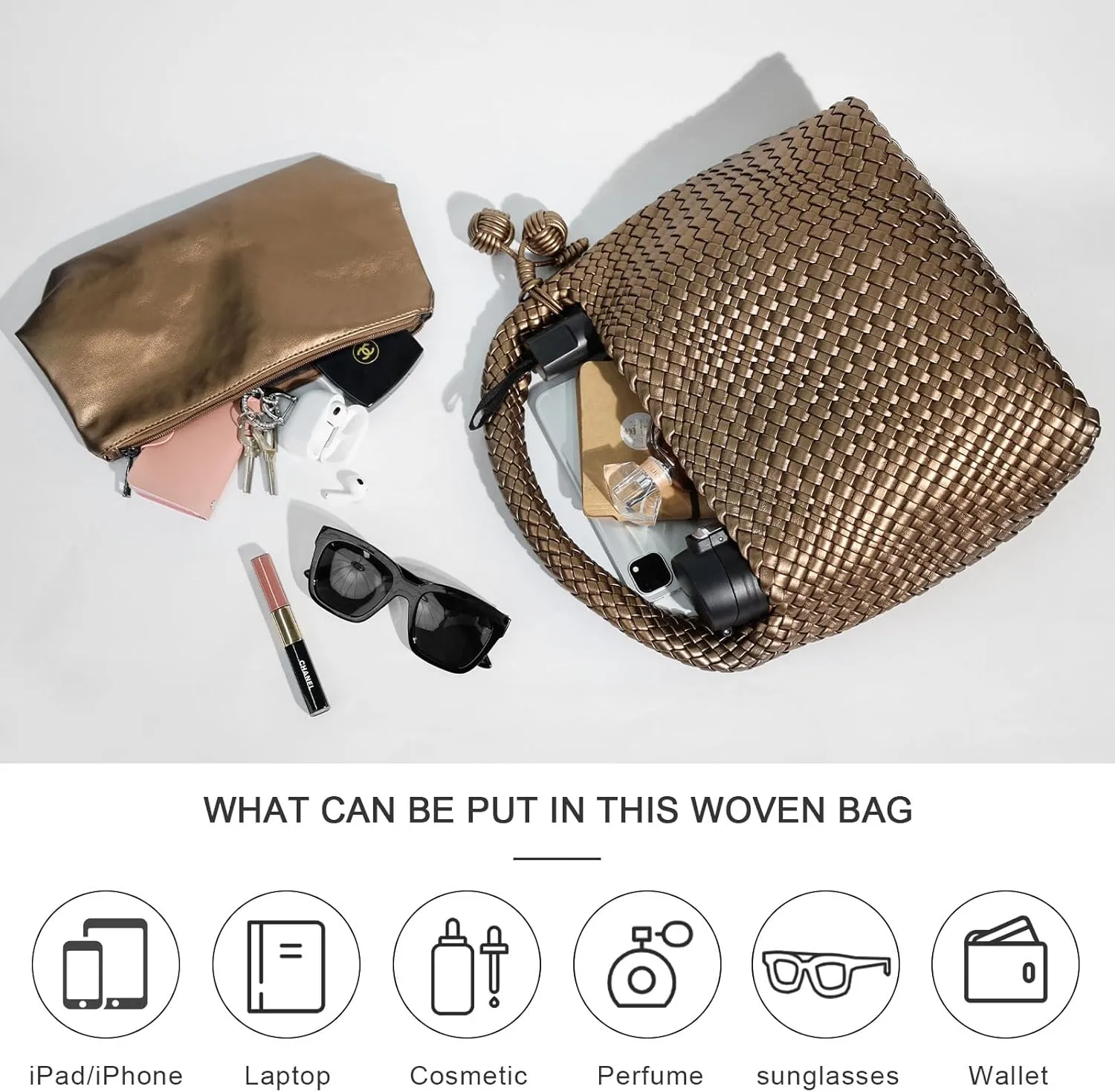 Woven Bag Purses for Women Vegan Leather Tote Bag Braided Shoulder Bag Hobo Underarm Bags