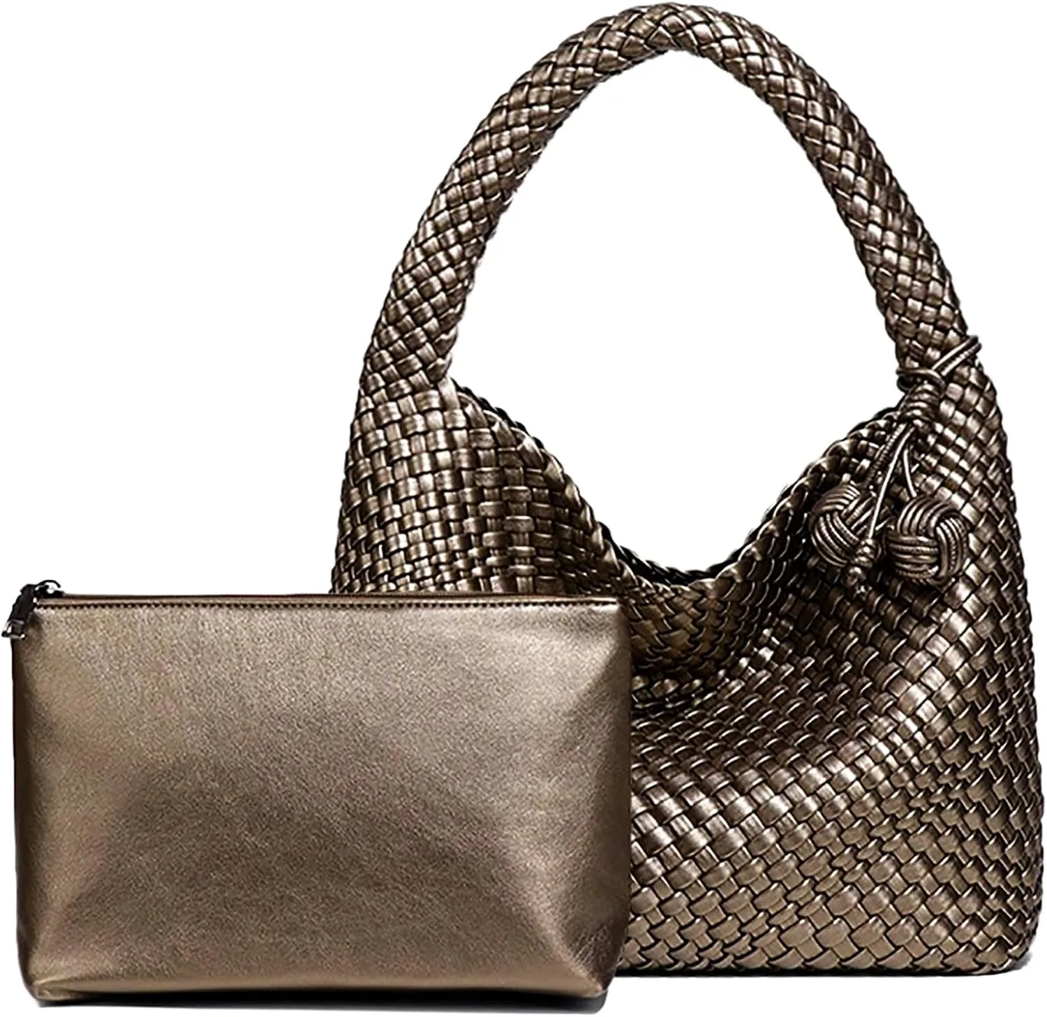 Woven Bag Purses for Women Vegan Leather Tote Bag Braided Shoulder Bag Hobo Underarm Bags