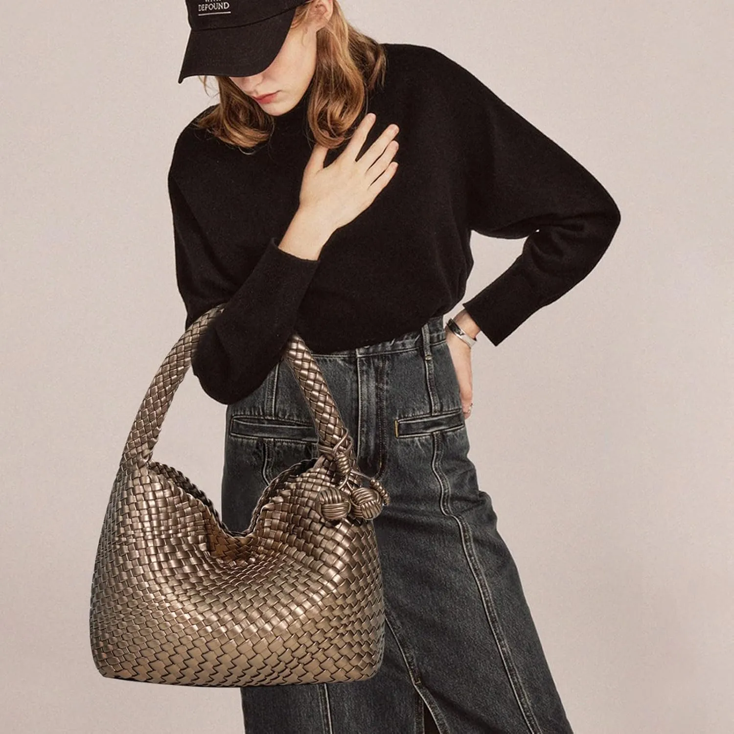 Woven Bag Purses for Women Vegan Leather Tote Bag Braided Shoulder Bag Hobo Underarm Bags