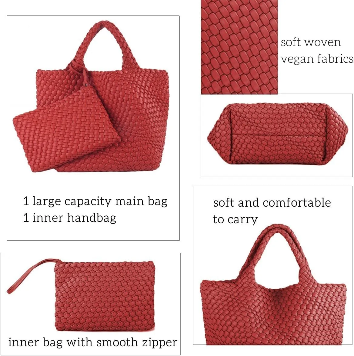 Woven Bags for Women Vegan Leather Tote Shoulder Bags Woven Purses and Handbags Handmade Large Shopper Bag