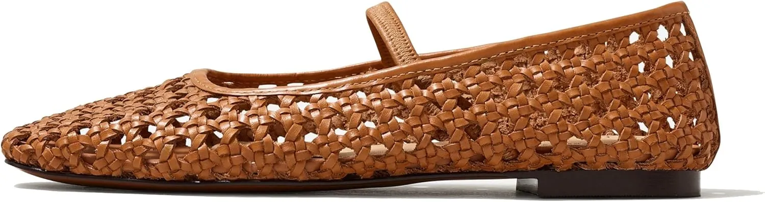 Woven Ballet Flats Shoes for Women with Strap Charming Comfortable Casual Elegance Flat Mary Janes Suitable for Woven Bags